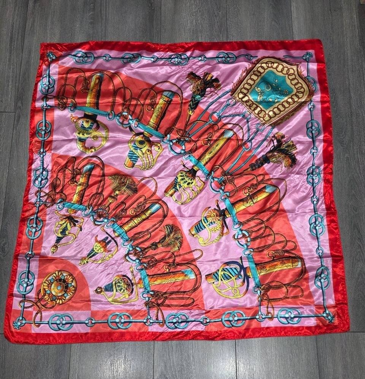 Scarf Carre 100 Silk Scarf France Orange Gold A008742